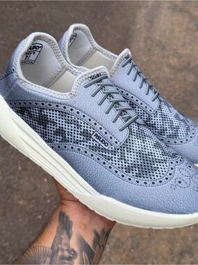 Psudo Court Gray Synthetic Wingtip Slip-On Men's Size 13 Sneakers **no Insoles**